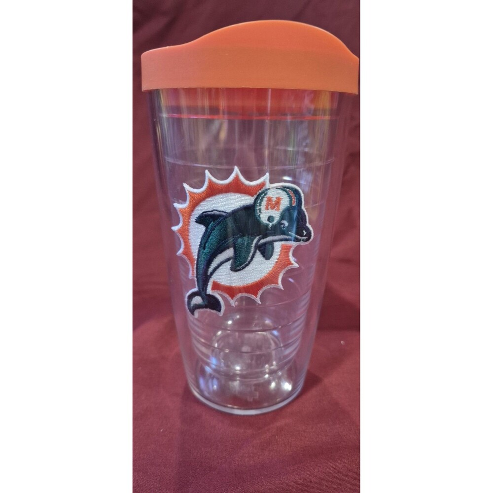 Miami Dolphins 12 0z. Tervis Cup Insulated with Slide Close Lid Hot Cold EUC